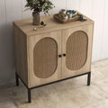 Rattan Buffet Cabinet - 2-Tier Storage Sideboard w/Adjustable Shelves for Dining Room, Living Room & Entryway