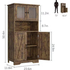 Meuble de rangement haut de 50,4 po avec portes vitrées, étagères réglables, armoire de bar pour cuisine et salon