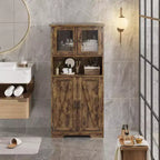Meuble de rangement haut de 50,4 po avec portes vitrées, étagères réglables, armoire de bar pour cuisine et salon