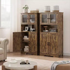 Meuble de rangement haut de 50,4 po avec portes vitrées, étagères réglables, armoire de bar pour cuisine et salon