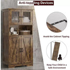 Meuble de rangement haut de 50,4 po avec portes vitrées, étagères réglables, armoire de bar pour cuisine et salon