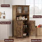 Meuble de rangement haut de 50,4 po avec portes vitrées, étagères réglables, armoire de bar pour cuisine et salon