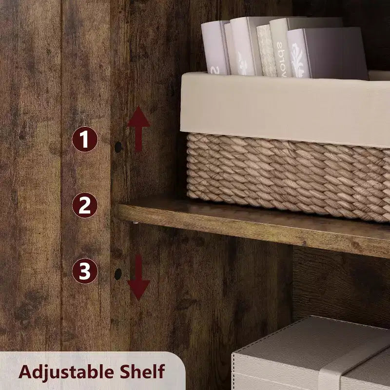 Meuble de rangement haut de 50,4 po avec portes vitrées, étagères réglables, armoire de bar pour cuisine et salon