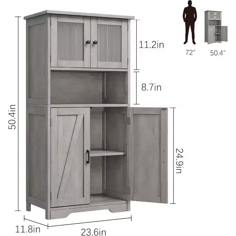 Meuble de rangement haut de 50,4 po avec portes vitrées, étagères réglables, armoire de bar pour cuisine et salon