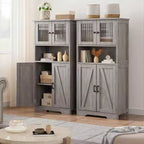 Meuble de rangement haut de 50,4 po avec portes vitrées, étagères réglables, armoire de bar pour cuisine et salon