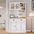 Acekool 71 Pantry Cabinet with Microwave Space - 5 Doors & Adjustable Shelves, White