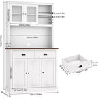 71 Armoire de cuisine avec emplacement micro-ondes - 5 portes et étagères réglables, Blanche