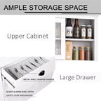 71 Armoire de cuisine avec emplacement micro-ondes - 5 portes et étagères réglables, Blanche