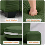 Canapé moderne 2 places, canapé-lit oversize en velours côtelé avec housse lavable, assise profonde avec accoudoirs larges, canapé nuage confortable pour salon, chambre, bureau
