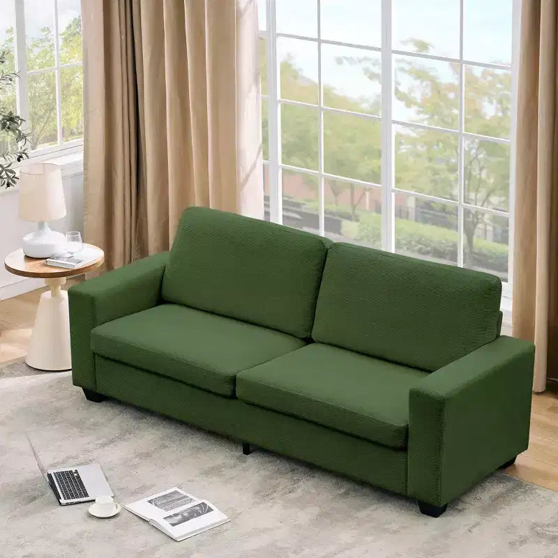 Canapé moderne 2 places, canapé-lit oversize en velours côtelé avec housse lavable, assise profonde avec accoudoirs larges, canapé nuage confortable pour salon, chambre, bureau