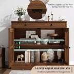 Buffet de salle à manger 35, meuble de bar à café d'appoint avec porte vitrée et tiroir, console d'entrée, buffet de rangement
