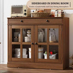 Buffet de salle à manger 35, meuble de bar à café d'appoint avec porte vitrée et tiroir, console d'entrée, buffet de rangement