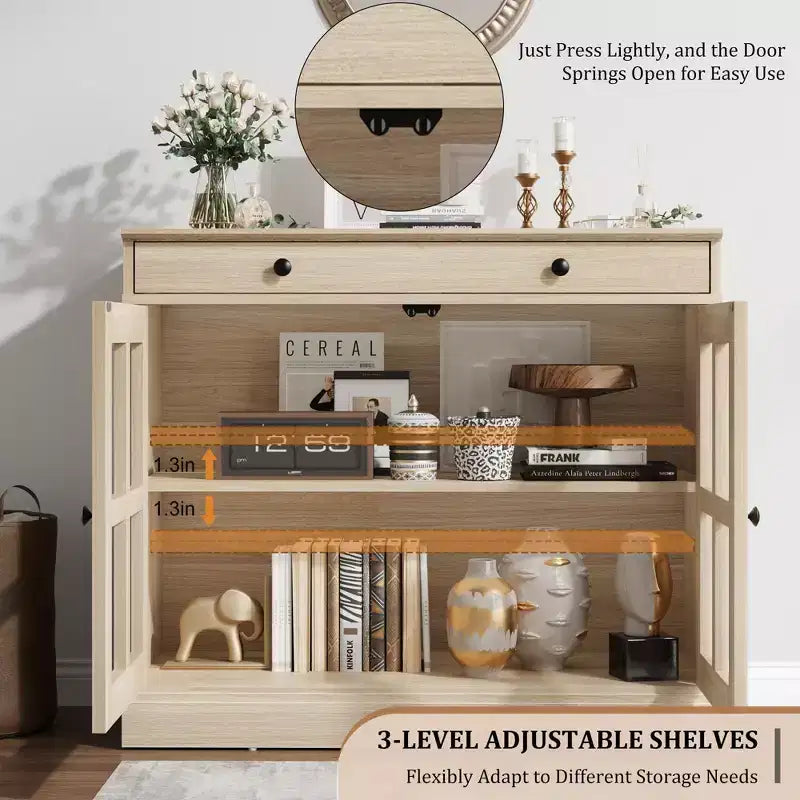 Buffet de salle à manger 35, meuble de bar à café d'appoint avec porte vitrée et tiroir, console d'entrée, buffet de rangement