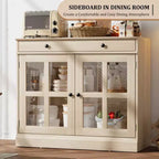 Buffet de salle à manger 35, meuble de bar à café d'appoint avec porte vitrée et tiroir, console d'entrée, buffet de rangement