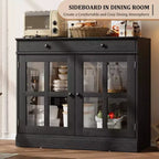 Buffet de salle à manger 35, meuble de bar à café d'appoint avec porte vitrée et tiroir, console d'entrée, buffet de rangement