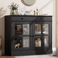 35 Sideboard Buffet Cabinet, Accent Coffee Bar Cabinet with Glass Door & Drawer, Entryway Console Table, Cupboard Storage Cabinet