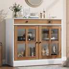 Buffet de salle à manger 35, meuble de bar à café d'appoint avec porte vitrée et tiroir, console d'entrée, buffet de rangement
