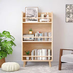 MAYEERTY Pine Solid Wood Bookshelf Heavy Duty Storage Rack for Living Room