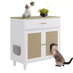 Rattan Cat Cabinet with Particle Board Construction, Elegant Rattan Weaving, Durable Build, Spacious Interior, and Stylish Design
