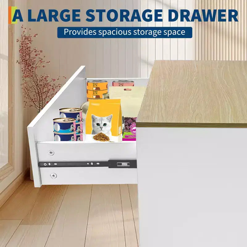 Meuble pour chat en rotin avec construction en panneaux de particules, tissage en rotin élégant, conception durable, intérieur spacieux et design élégant
