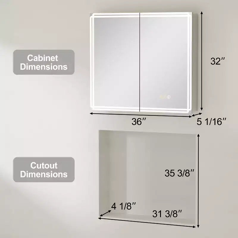 Armoire à pharmacie avec miroirs et lumières, armoire de salle de bain avec 3 modes d'éclairage, anti-buée, intensité variable, fonction mémoire, prise de courant, argent