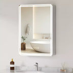 Alita Medicine Cabinet with Mirrors and Lights, Bathroom Cabinet with 3 Light Mode, Anti-Fog, Dimmable, Memory Function, Outlet, Silver