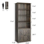 Étagère Industrielle avec Portes, Bibliothèque de Ferme de 71,4 pouces avec 6 Étagères (4 Ouvertes et 2 Derrière une Armoire), Étagère en Bois pour Salon, Bureau à Domicile