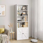 Étagère Industrielle avec Portes, Bibliothèque de Ferme de 71,4 pouces avec 6 Étagères (4 Ouvertes et 2 Derrière une Armoire), Étagère en Bois pour Salon, Bureau à Domicile