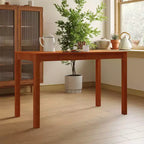 Table à manger en bois naturel avec 2 tiroirs de rangement, surface spacieuse, rangement organisé pour couverts, indispensable pour la cuisine et la salle à manger