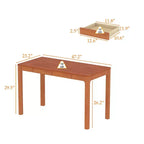 Table à manger en bois naturel avec 2 tiroirs de rangement, surface spacieuse, rangement organisé pour couverts, indispensable pour la cuisine et la salle à manger
