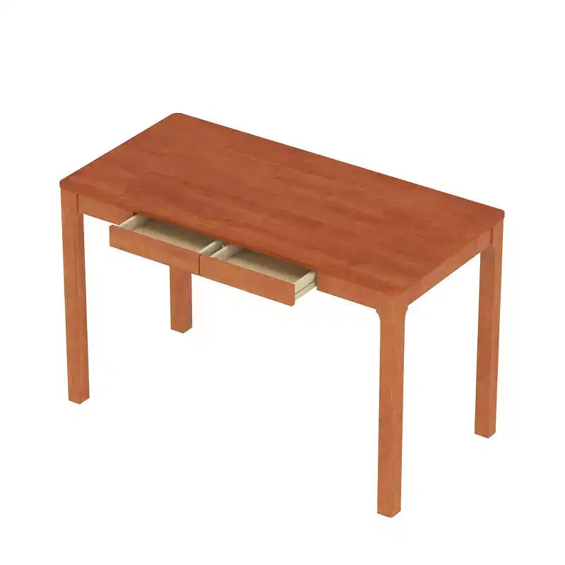 Table à manger en bois naturel avec 2 tiroirs de rangement, surface spacieuse, rangement organisé pour couverts, indispensable pour la cuisine et la salle à manger