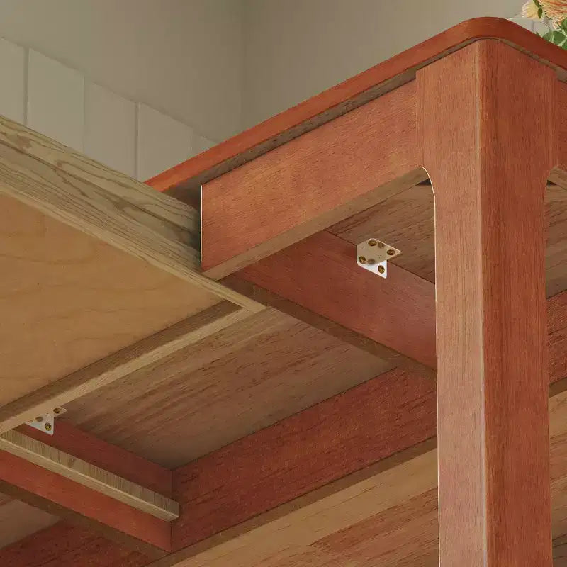 Table à manger en bois naturel avec 2 tiroirs de rangement, surface spacieuse, rangement organisé pour couverts, indispensable pour la cuisine et la salle à manger