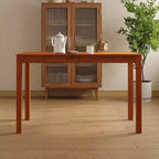 Table à manger en bois naturel avec 2 tiroirs de rangement, surface spacieuse, rangement organisé pour couverts, indispensable pour la cuisine et la salle à manger