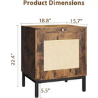 Table de chevet en rotin, table de chevet avec tiroir décoratif en rotin et poignées en laiton, table de chevet bohème, tables d'appoint avec étagère de rangement pour chambre à coucher