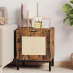 Table de chevet en rotin, table de chevet avec tiroir décoratif en rotin et poignées en laiton, table de chevet bohème, tables d'appoint avec étagère de rangement pour chambre à coucher