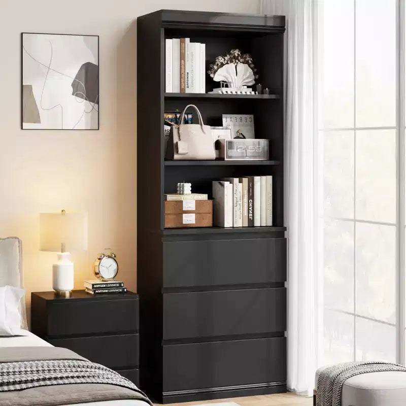 70 bibliothèque avec tiroirs, haute étagère de rangement style ferme, bibliothèques profondes en bois, armoire de rangement pour salon, bureau, espace de travail à domicile