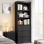 70 bibliothèque avec tiroirs, haute étagère de rangement style ferme, bibliothèques profondes en bois, armoire de rangement pour salon, bureau, espace de travail à domicile