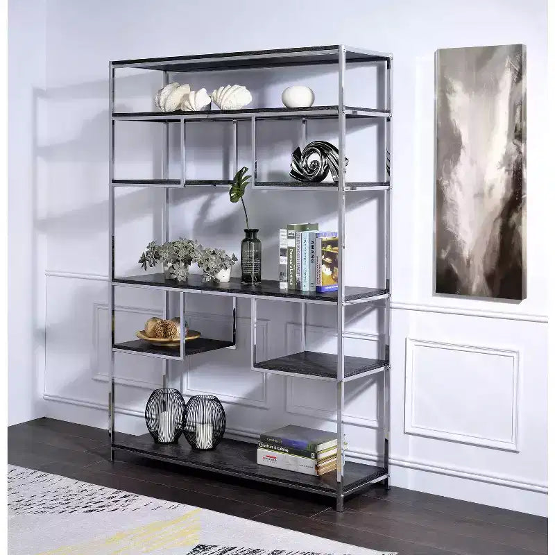 HomeStock 71 H. Black Manufactured wood Book Racks 4 with Tier Shelves
