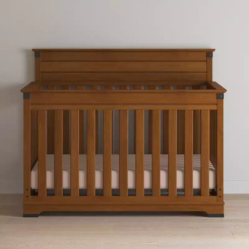 4-in-1 Convertible Crib, Converts to Toddler Bed, Day Bed & Full Size Bed, 3 Mattress Positions, Baby Safe Finish (Coach Cherry)