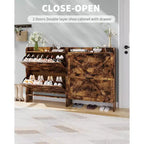 Meuble de rangement à chaussures mince avec 2 tiroirs basculants - Organiseur de style ferme rustique pour entrée, gain de place