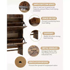 Meuble de rangement à chaussures mince avec 2 tiroirs basculants - Organiseur de style ferme rustique pour entrée, gain de place