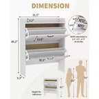 Meuble de rangement à chaussures mince avec 2 tiroirs basculants - Organiseur de style ferme rustique pour entrée, gain de place