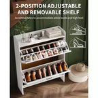 Meuble de rangement à chaussures mince avec 2 tiroirs basculants - Organiseur de style ferme rustique pour entrée, gain de place