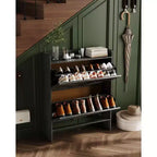 Meuble de rangement à chaussures mince avec 2 tiroirs basculants - Organiseur de style ferme rustique pour entrée, gain de place