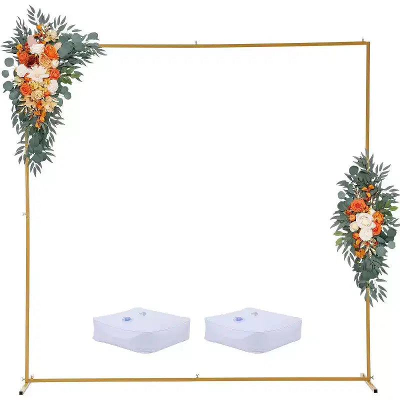 8.2 x 8.2 FT Square Backdrop Stand, Metal Balloon Arch Stand,Wedding Backdrop Stand for Party and Ceremony, Gold