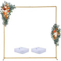 8.2 x 8.2 FT Square Backdrop Stand, Metal Balloon Arch Stand,Wedding Backdrop Stand for Party and Ceremony, Gold