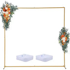 8.2 x 8.2 FT Square Backdrop Stand, Metal Balloon Arch Stand,Wedding Backdrop Stand for Party and Ceremony, Gold