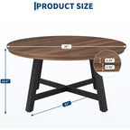 Table basse ronde, Table basse de 91 cm, Tables d'appoint avec pieds épais réglables et grain de bois design, Meubles de salon