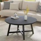 Table basse ronde, Table basse de 91 cm, Tables d'appoint avec pieds épais réglables et grain de bois design, Meubles de salon