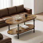 Table basse à 2 niveaux, marron café, table de salon industrielle moderne, pour le salon,